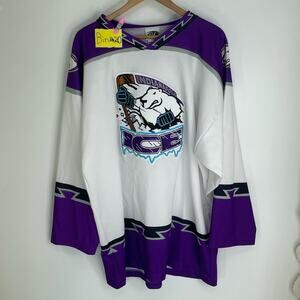 Vintage 90s Made in USA Indianapolis Ice Hockey Jersey Size XXL With Signatures